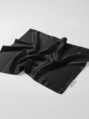 Față de pernă din mătase naturală Velina, culoare negru