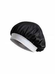 Turban din mătase naturală Velina, culoare negru, pentru protecția părului în timpul somnului