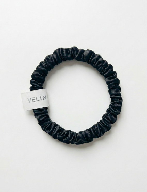 Elastic de par din matase naturala - negru